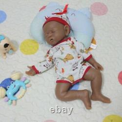 Newborn Girl Full Body Silicone Lifelike Sleeping Baby Brown Doll 17 Unpainted