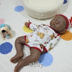 Newborn Girl Full Body Silicone Lifelike Sleeping Baby Brown Doll 17 Unpainted