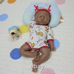 Newborn Girl Full Body Silicone Lifelike Sleeping Baby Brown Doll 17 Unpainted