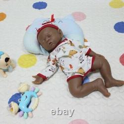 Newborn Girl Full Body Silicone Lifelike Sleeping Baby Brown Doll 17 Unpainted