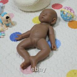 Newborn Girl Full Body Silicone Lifelike Sleeping Baby Brown Doll 17 Unpainted