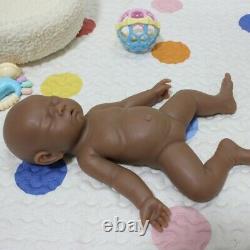 Newborn Girl Full Body Silicone Lifelike Sleeping Baby Brown Doll 17 Unpainted