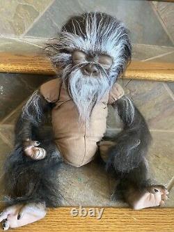 OOAK Realistic Alternative Reborn Sasquatch Baby Fully Rooted W Mohair New Born