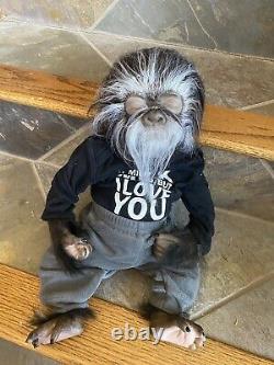 OOAK Realistic Alternative Reborn Sasquatch Baby Fully Rooted W Mohair New Born