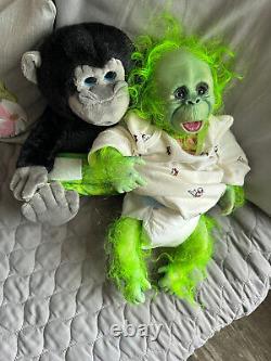Ooak Reborn newborn baby Girl Grinchreborn bAby Ape orangutan Monkey Art doll