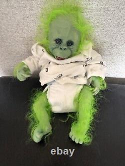 Ooak Reborn newborn baby Girl Grinchreborn bAby Ape orangutan Monkey Art doll