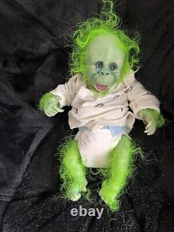 Ooak Reborn newborn baby Girl Grinchreborn bAby Ape orangutan Monkey Art doll