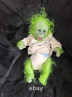 Ooak Reborn newborn baby Girl Grinchreborn bAby Ape orangutan Monkey Art doll