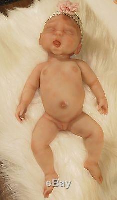 Painted Micro Preemie Full Body Silicone Baby Girl Doll Angelica