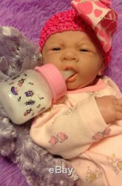 Perfect Cute Baby Girl! Berenguer Lifelike Reborn Preemie 14 Pacifier Bottle ++