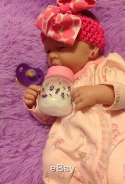 Perfect Cute Baby Girl! Berenguer Lifelike Reborn Preemie 14 Pacifier Bottle ++