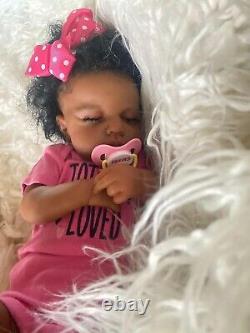 Pinky Reborn Baby Doll Black Girl 20 Inch Realistic Newborn Baby Dolls Realis