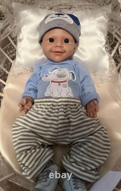 Platinum Silicone Ivanti Smiling Reborn Baby Boy 18 Inches 6 Pounds