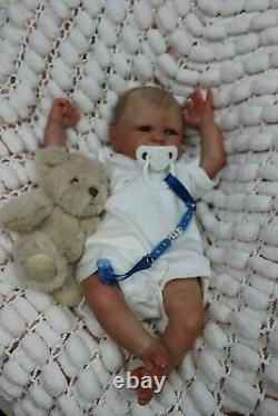 REBORN BABY BOY BLUE EYED DOLL PREEMIE 16 PREMATURE ARTIST OF 9yrs SUNBEAMBIES