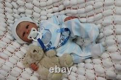 REBORN BABY BOY BLUE EYED DOLL PREEMIE 16 PREMATURE ARTIST OF 9yrs SUNBEAMBIES