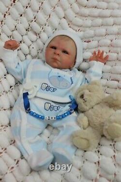 REBORN BABY BOY BLUE EYED DOLL PREEMIE 16 PREMATURE ARTIST OF 9yrs SUNBEAMBIES