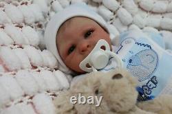 REBORN BABY BOY BLUE EYED DOLL PREEMIE 16 PREMATURE ARTIST OF 9yrs SUNBEAMBIES