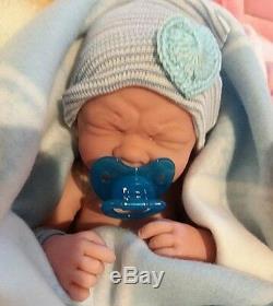 REBORN FIRST TEARS BABY REAL BOY PREEMIE MORE AFFORDABLE takes a pacifier