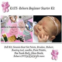 REBORN Starter Beginner Kit, Genesis paints, Mohair, DVD, REBORN DOLL KIT KATE