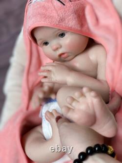 Real Handmade Reborn Baby Dolls 18in Full Body Platinum Silicone Baby Girl Doll