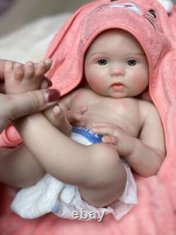 Real Handmade Reborn Baby Dolls 18in Full Body Platinum Silicone Baby Girl Doll