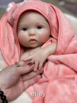 Real Handmade Reborn Baby Dolls 18in Full Body Platinum Silicone Baby Girl Doll