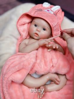 Real Handmade Reborn Baby Dolls 18in Full Body Platinum Silicone Baby Girl Doll
