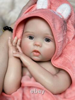Real Handmade Reborn Baby Dolls 18in Full Body Platinum Silicone Baby Girl Doll