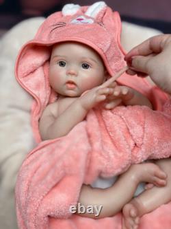Real Handmade Reborn Baby Dolls 18in Full Body Platinum Silicone Baby Girl Doll
