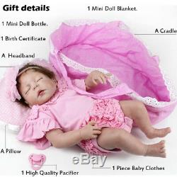Real Life 22Reborn Baby Girl Dolls Full Body Silicone Sleeping Baby Doll Gift