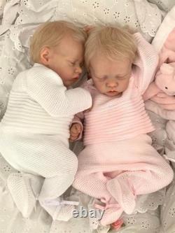 Real Lifelike Twins Boy and Girl, 18Inch Reborn Baby Dolls Full Body Realistic