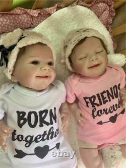 Real Looking Reborn Baby Dolls Twins Boy&Girl 22 Soft Silicone Lifelike Toddler