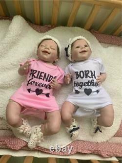 Real Looking Reborn Baby Dolls Twins Boy&Girl 22 Soft Silicone Lifelike Toddler