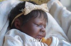 Real Reborn Sleeping Baby Dolls Lifelike Newborn Vinyl Reborn Doll 20In US Black