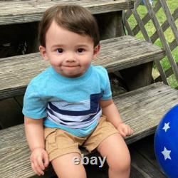 Realistic 28'' Reborn Baby Doll Finished Toddler Boy Short Hair Cloth Body Gift