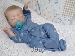 Reborn Baby Boy Doll Mika Painted Hair 19 in Length