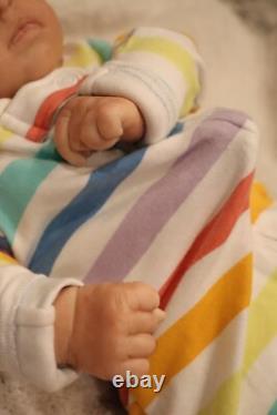 Reborn Baby Doll Alyssa Lifelike Painted Newborn Doll cloth body vinyl limbs