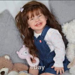 Reborn Baby Dolls Baby Rooted Hair 28inch Lifelike Toddler Girl Kids Toy Gift