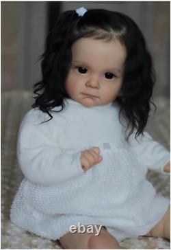 Reborn Baby Dolls Newborn Full Body Black Hair Silicone Realistic Vinyl Soft Toy