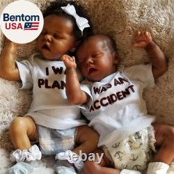 Reborn Baby Dolls Twins Black 18 Inch Newborn Baby Dolls Twins Boy and Girl Re