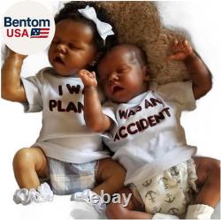 Reborn Baby Dolls Twins Black 18 Inch Newborn Baby Dolls Twins Boy and Girl Re