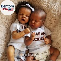 Reborn Baby Dolls Twins Black 18 Inch Newborn Baby Dolls Twins Boy and Girl Re
