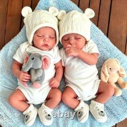 Reborn Baby Dolls Twins Silicone Full Body-18 in 18 inches, White
