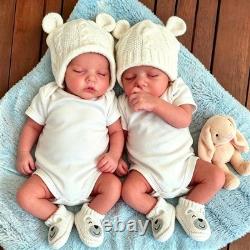 Reborn Baby Dolls Twins Silicone Full Body-18 in 18 inches, White