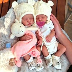 Reborn Baby Dolls Twins Silicone Full Body-18 in 18 inches, White