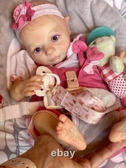 Reborn Baby Elf Jasper Doll 3.5 lbs Full Lmbs 15in Micro-Rooted Hair OOAK Cute
