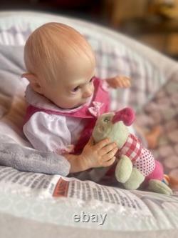 Reborn Baby Elf Jasper Doll 3.5 lbs Full Lmbs 15in Micro-Rooted Hair OOAK Cute