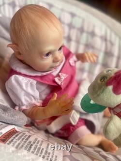 Reborn Baby Elf Jasper Doll 3.5 lbs Full Lmbs 15in Micro-Rooted Hair OOAK Cute