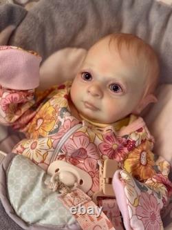 Reborn Baby Elf Jasper Doll 3.5 lbs Full Lmbs 15in Micro-Rooted Hair OOAK Cute