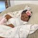 Reborn Baby Girl Doll, Dark Complexion, Black Curly Hair, Brown Eyes, Closed